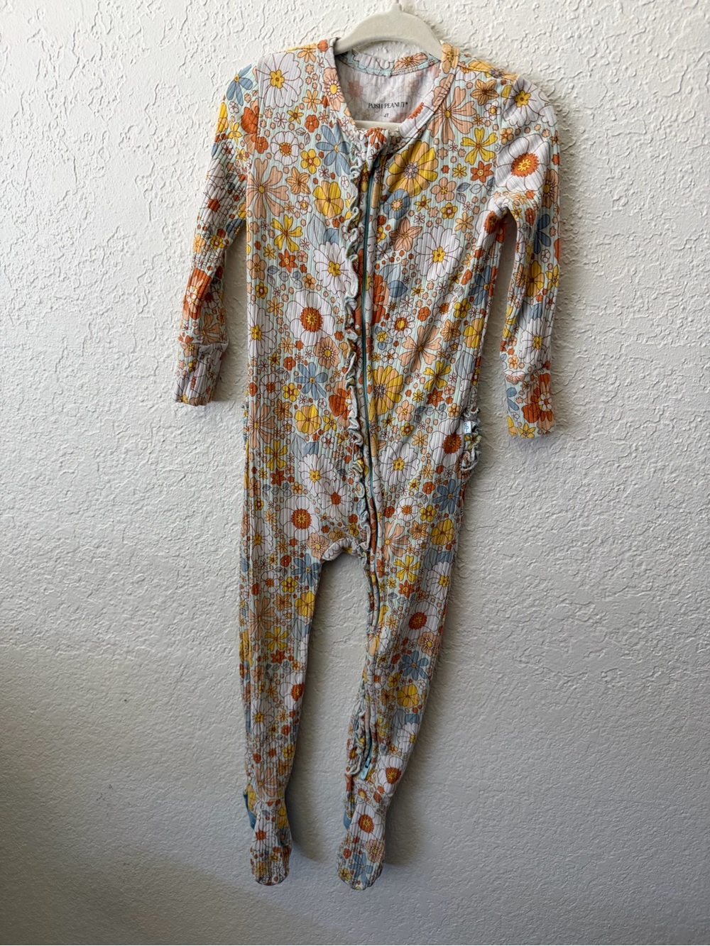 Posh Peanut Ribbed Floral Print Sleeper Size 2T